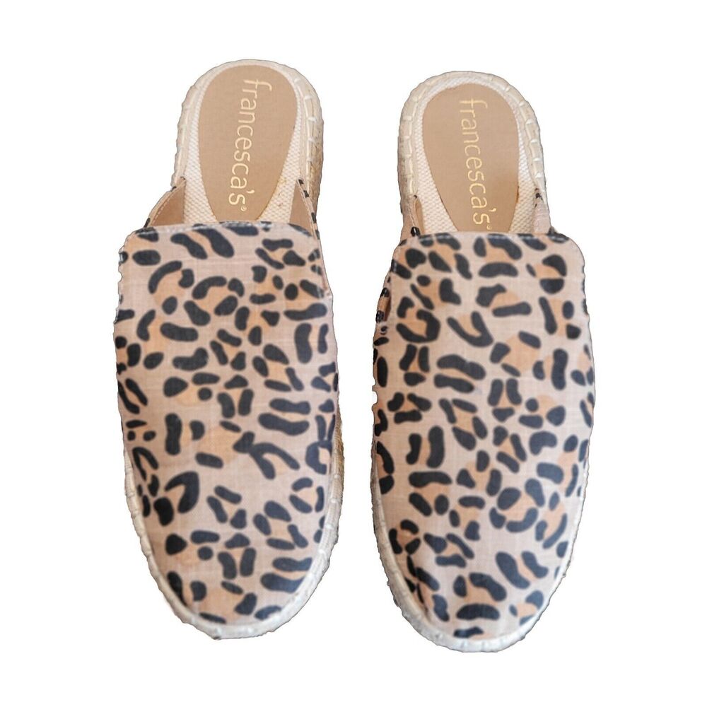 Francescas Espadrille shoe slip On Slide 8 Leopard